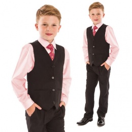 Boys Pink & Black 4 Piece Slim Fit Suit